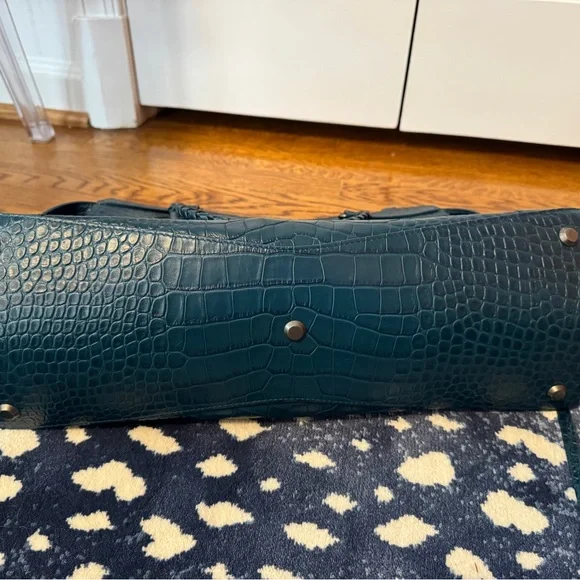 Balenciaga Elegant Crocodile-Embossed Blue Handbag NWT - Picture 9 of 16